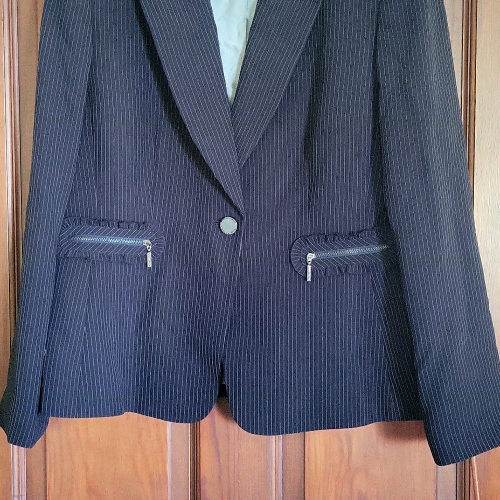 Size 12 black pinstripe business jacket